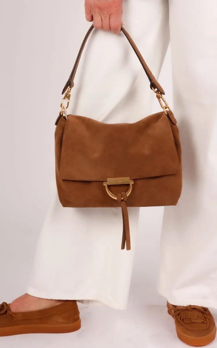 abro-32607-33-licht-bruin Abro Abro shoulderbag Temi medium suede 32607-33 licht bruin