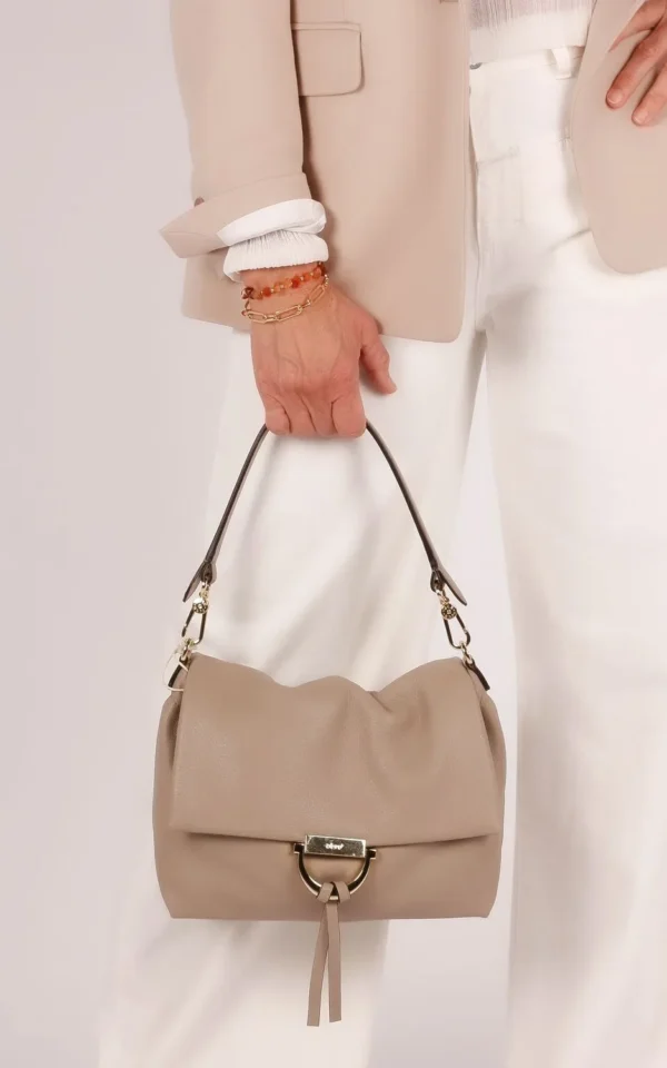 Abro Abro shoulderbag Temi leather medium taupe