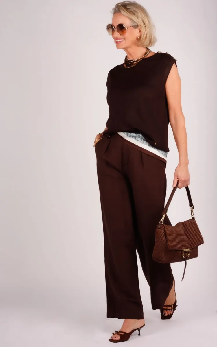des-petit-hauts-espiza-bruin Des petit Hauts Des Petits Hauts linnen broek Espiza bruin