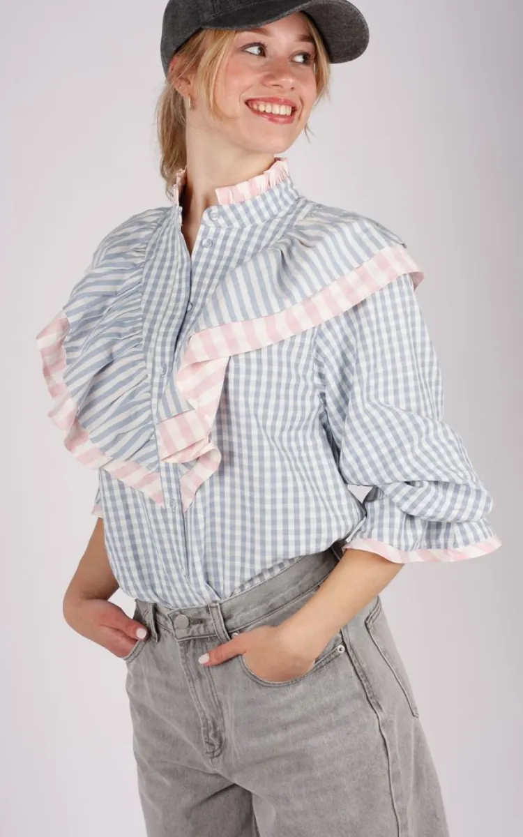 gossia-g2334-blauw Gossia Gossia blouse JoelleGo